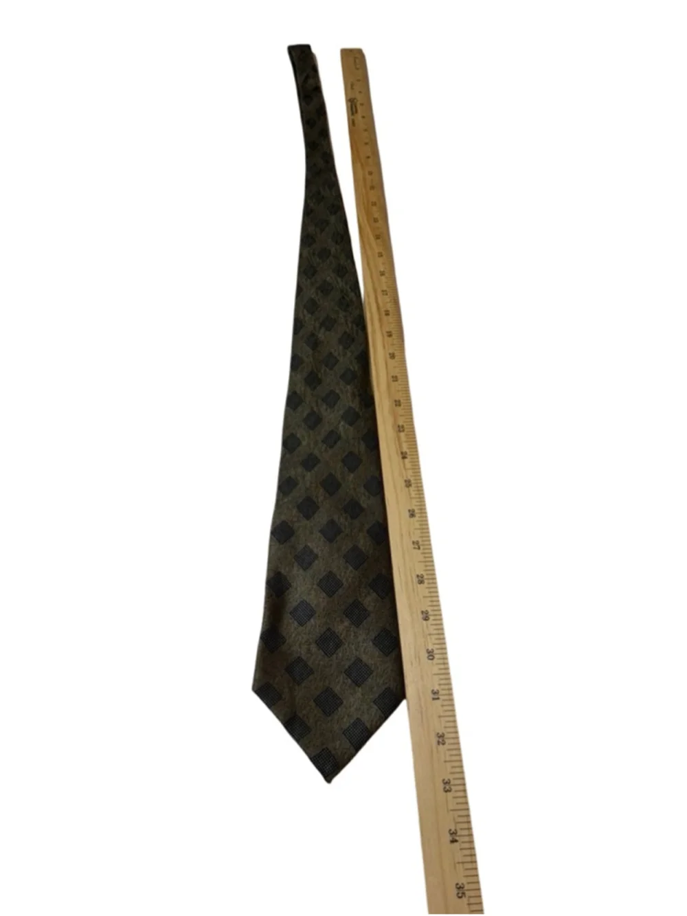 Paco Rabanne Paris Silk Tie Italy Geometric Squares Brown Black Designer